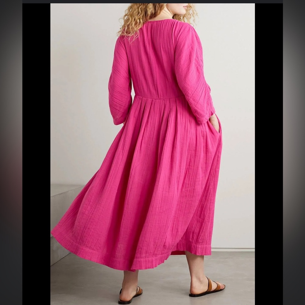NWT Mara Hoffman Chloe pleated cotton-gauze oversized midi dress  XXS-M and XS-L - Picture 2 of 9